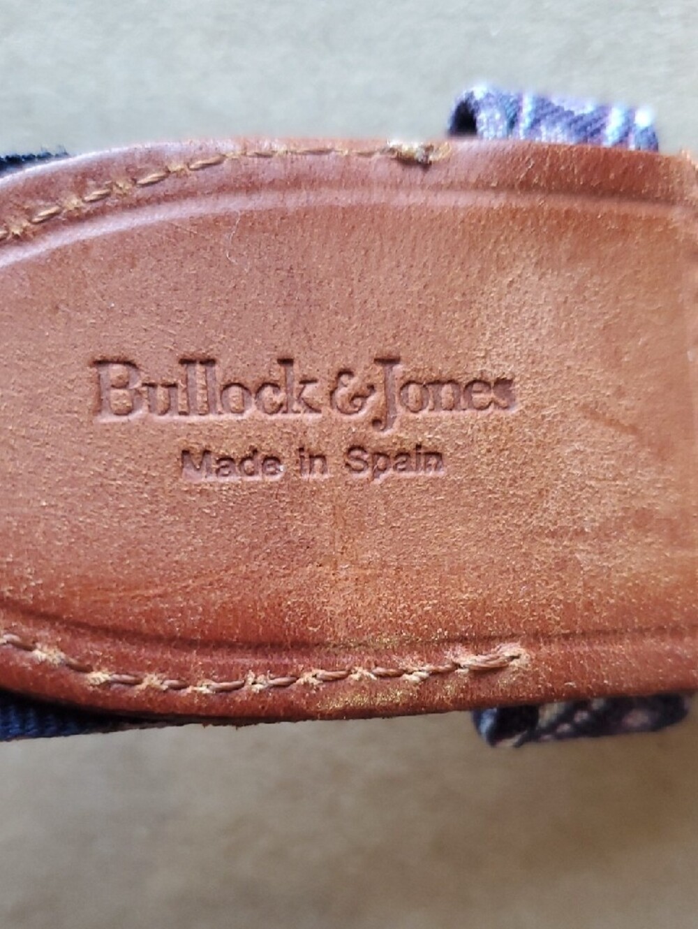 Bullock & Jones Purple Paisley Fabric Belt with Brown Leather Accents 42 - Picture 2 of 10